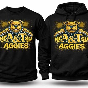 NC A&T SU Aggies Black Graphic Tee / Hoodie - Yellow Mascot Design